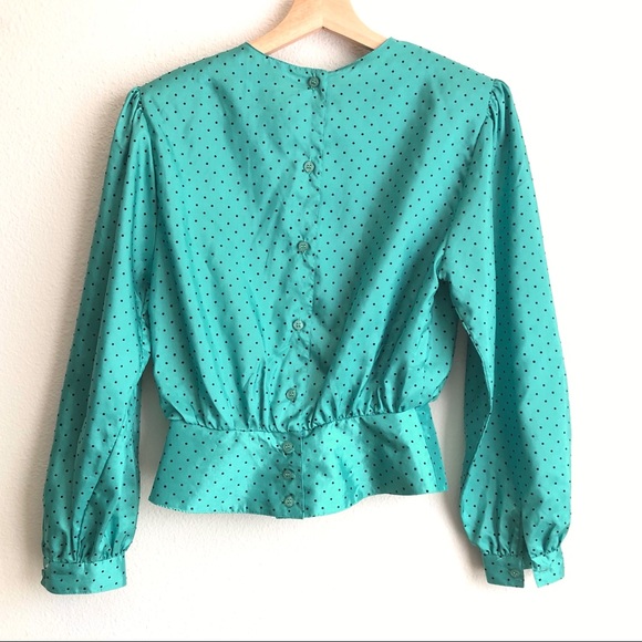 Vintage Justine Todd polka dot blouse - fit size 6 - Picture 3 of 3
